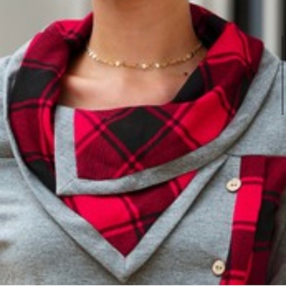 New! Clearance buffalo Plaid Heather Grey Tunic - Picture 6 of 8